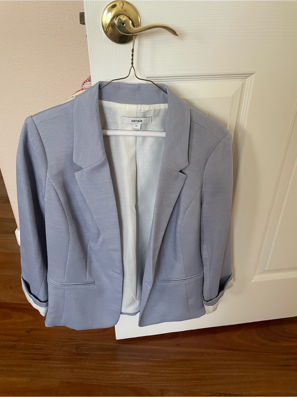 Kensie Blue/Gray Notch Lapel Blazer